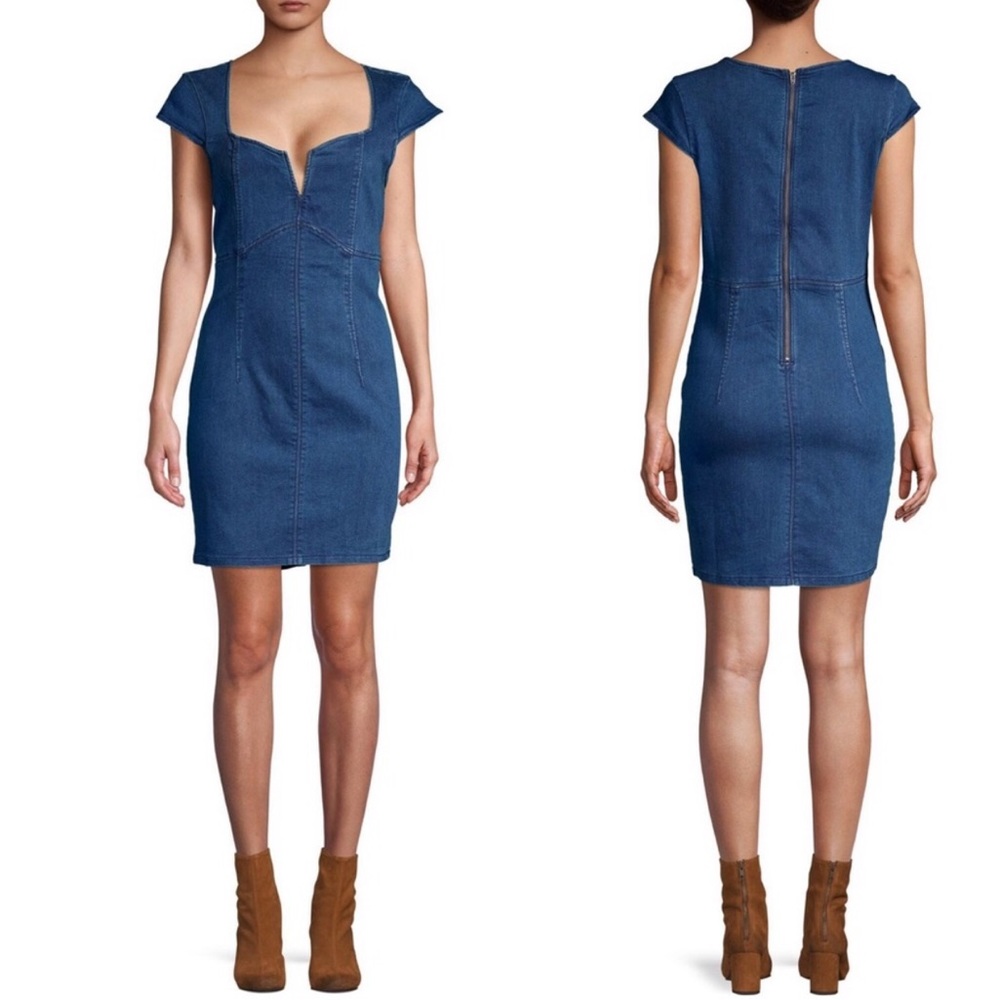 Free People Denim Cap Sleeve Dress